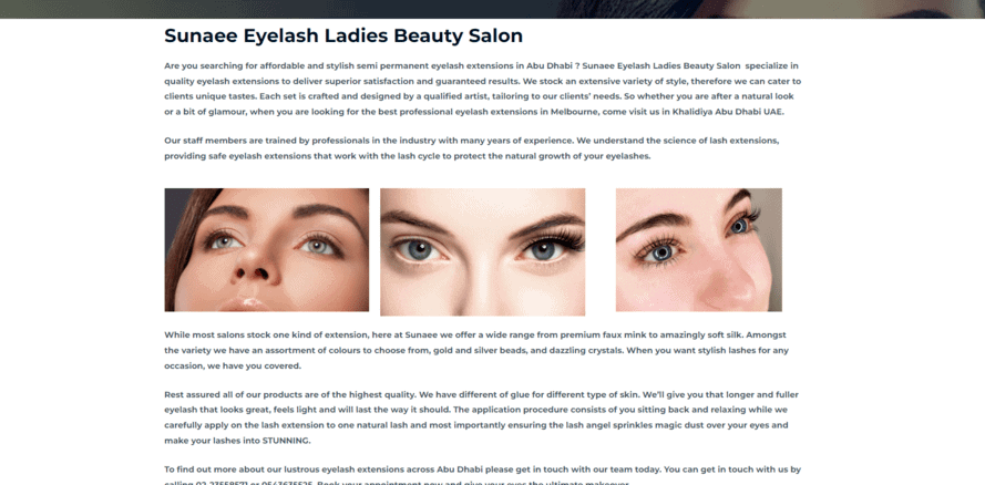 Eyelash extensions vendor UAE